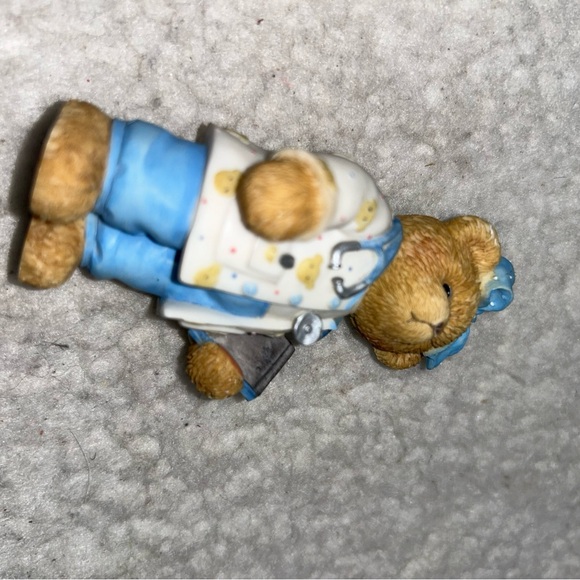 Cherished Teddies 3.5" Helping Others" vtg Enesco 2000 Blue bear ceramic Paula - Picture 9 of 9